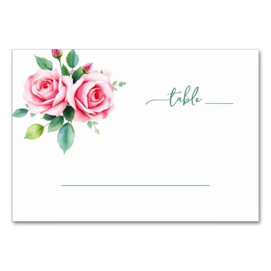 Romantic Pink Floral Digital Illustration テーブルナンバー (正面)