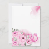 Romantic Pink Floral Engagement Party Engaged 招待状 (裏面)