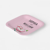 Romantic Pink Floral Illustration ペーパープレート (傾斜あり)