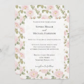 Romantic Pink Floral Wedding 招待状 (正面/裏面)