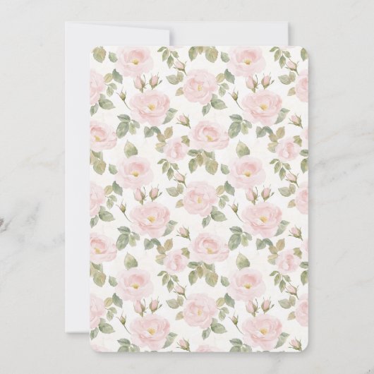 Romantic Pink Floral Wedding 招待状 (裏面)