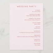 Romantic Pink Floral Wedding Ceremony Program プログラム (裏面)