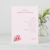 Romantic Pink Floral Wedding Ceremony Program プログラム (スタンド正面)