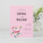 Romantic Pink Floral Wedding Invitation 招待状 (スタンド正面)
