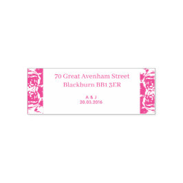 Romantic Pink Floral Wedding Return Address Stamp セルフインキングスタンプ