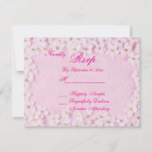 Romantic Pink Floral Wedding RSVP Card 招待状 (正面)