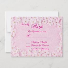 Romantic Pink Floral Wedding RSVP Card 招待状