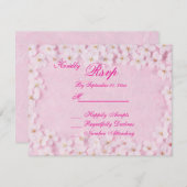 Romantic Pink Floral Wedding RSVP Card 招待状 (正面/裏面)
