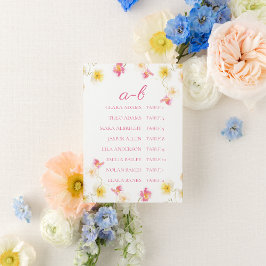 Romantic Pink Floral Wedding Seating Chart Card テーブルナンバー