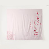 Romantic Pink Floral Wedding Sign タペストリー (正面(横))