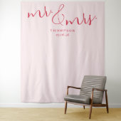 Romantic Pink Floral Wedding Sign タペストリー (インサイチュ)