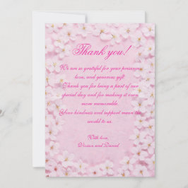 Romantic Pink Floral Wedding Thank You Card サンキューカード