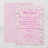 Romantic Pink Floral Wedding Thank You Card サンキューカード (正面/裏面)
