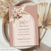 Romantic Pink Flowers Boho Arch Save The Date 招待状