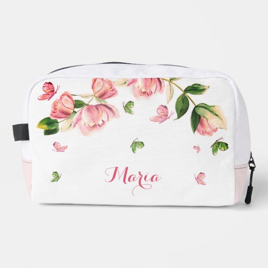 Romantic pink flowers greenery   Accessory Pouch ドップキット (正面)