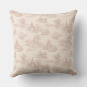 Romantic Pink French Toile Countryside Pattern (1) クッション (裏面)