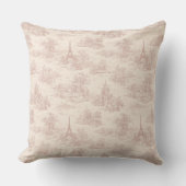 Romantic Pink French Toile Countryside Pattern (1) クッション (正面)