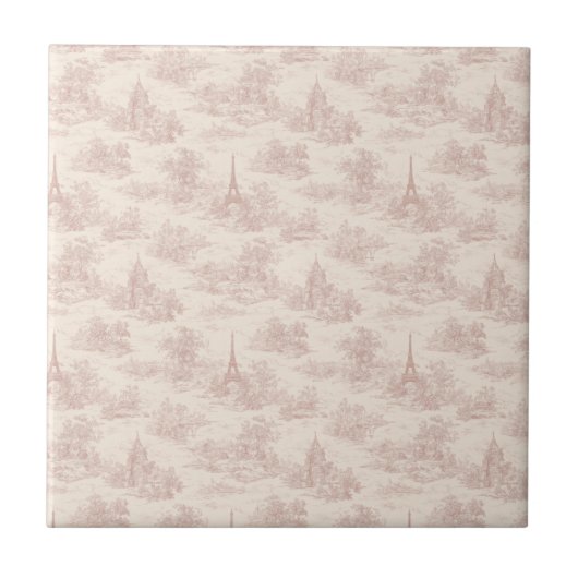 Romantic Pink French Toile Countryside Pattern (1) タイル (正面)