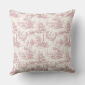 Romantic Pink French Toile Countryside Pattern (3) クッション (裏面)