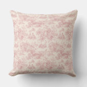 Romantic Pink French Toile Countryside Pattern (4) クッション (正面)