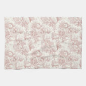 Romantic Pink French Toile Countryside Pattern (5) キッチンタオル (横)