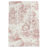 Romantic Pink French Toile Countryside Pattern (5) ミディアムペーパーバッグ (裏面)