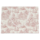 Romantic Pink French Toile Countryside Pattern (5) ラージペーパーバッグ (正面)