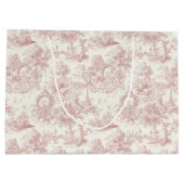 Romantic Pink French Toile Countryside Pattern (5) ラージペーパーバッグ (裏面)