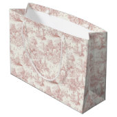 Romantic Pink French Toile Countryside Pattern (5) ラージペーパーバッグ (裏面アングル)