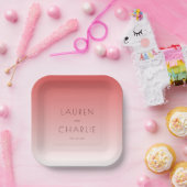 Romantic Pink Gradient Names ペーパープレート (パーティー)
