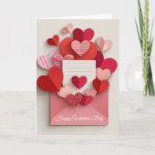 Romantic Pink Heart Envelope Valentine’s Day Card シーズンカード (正面)