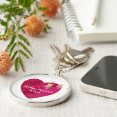 Romantic Pink Heart & Gold Butterfly  キーホルダー (側面)