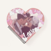 Romantic Pink Hearts Love Custom Photo ノートブック (正面)