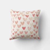 Romantic Pink Hearts Roses Floral クッション (裏面)