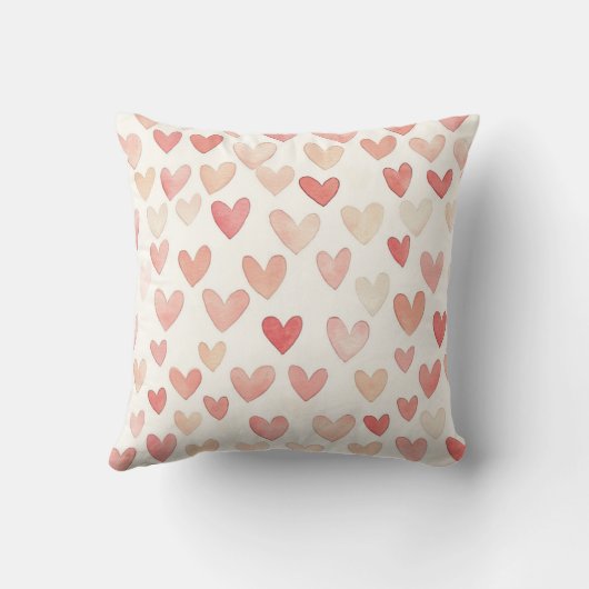 Romantic Pink Hearts Roses Floral クッション (裏面)