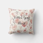 Romantic Pink Hearts Roses Floral クッション (正面)