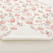 Romantic Pink Hearts Roses Floral シェルパブランケット (3/4)