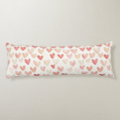 Romantic Pink Hearts Roses Floral ボディピロー (裏面)