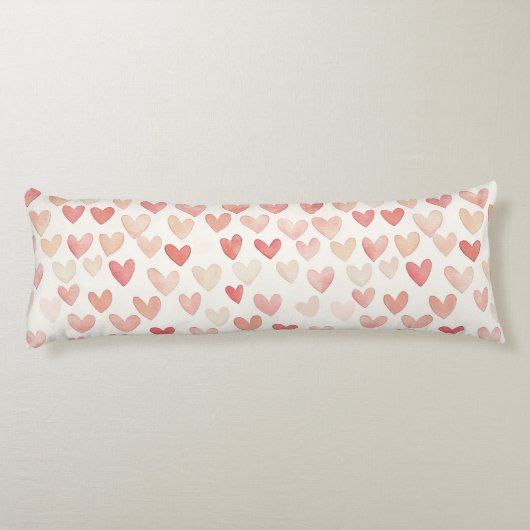 Romantic Pink Hearts Roses Floral ボディピロー (裏面)