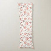 Romantic Pink Hearts Roses Floral ボディピロー (正面縦)