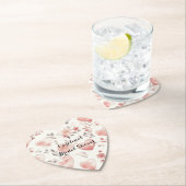 Romantic Pink Hearts Roses Floral Bridal Shower ペーパーコースター (インサイチュ)