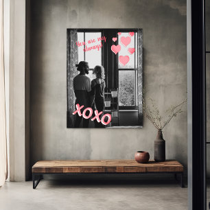 Romantic Pink Hearts XOXO Photo Valentine Poster ポスター