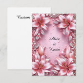 Romantic Pink LIly Pearl Floral Wedding 🌸💍💖✨ 招待状 (正面/裏面)