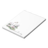 Romantic Pink Lotus Floral Swans Forever Love  ノートパッド (回転)