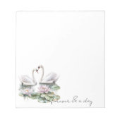 Romantic Pink Lotus Floral Swans Forever Love  ノートパッド (正面)