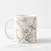 Romantic Pink Love Heart Peach Floral Valentine コーヒーマグカップ (左)