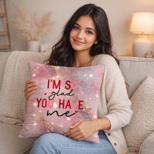 Romantic Pink Marble Throw Pillow クッション