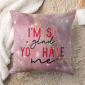 Romantic Pink Marble Throw Pillow クッション (ブランケット)