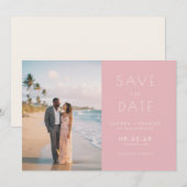 Romantic Pink Minimalist Photo セーブザデート (正面/裏面)