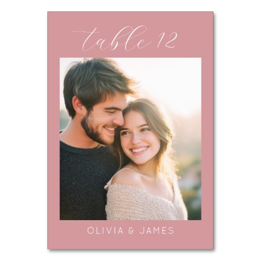 Romantic Pink Minimalist Photo テーブルナンバー (正面)